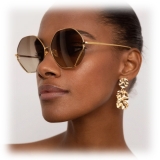 Linda Farrow - Fawcet Hexagon Sunglasses in Yellow Gold and Pink - LFL1010C3SUN - Linda Farrow Eyewear