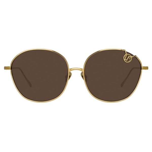 Linda Farrow - Hannah Cat-Eye Sunglasses in Light Gold and Brown - LFL1054C3SUN - Linda Farrow Eyewear
