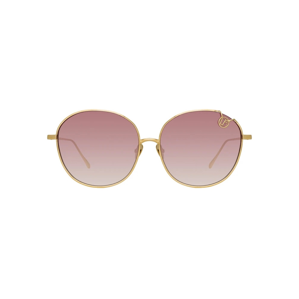 Linda Farrow Hannah Cat Eye Sunglasses In Light Gold And Burgundy Lfl1054c2sun Linda 7745