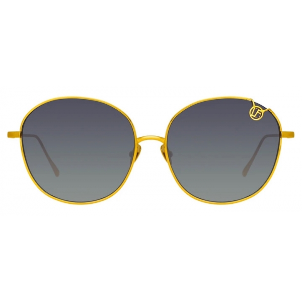 Linda Farrow - Houston Aviator Sunglasses in Yellow Gold and Grey - LFL1005C4SUN - Linda Farrow Eyewear