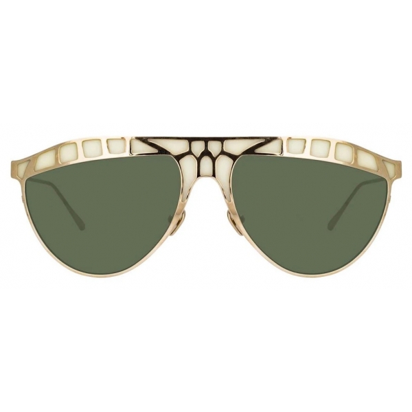 Linda Farrow - Huston Aviator Sunglasses in Light Gold - LFL1005C4SUN - Linda Farrow Eyewear