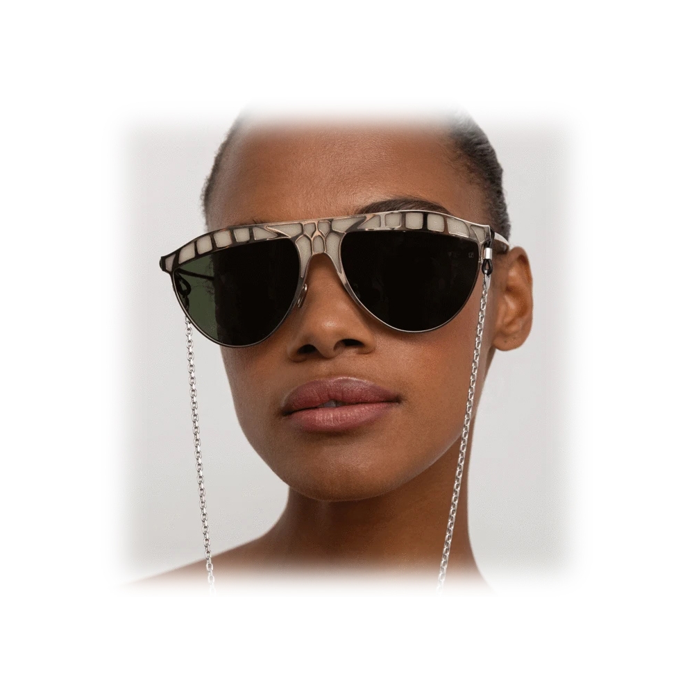 Linda Farrow Huston Aviator Sunglasses In White Gold Lfl1005c5sun Linda Farrow Eyewear