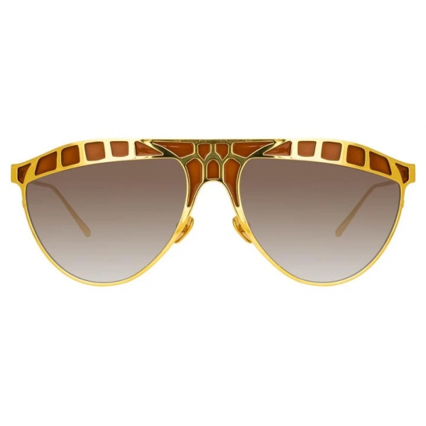 Linda Farrow - Huston Aviator Sunglasses in Yellow Gold - LFL1005C1SUN - Linda Farrow Eyewear