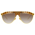 Linda Farrow - Huston Aviator Sunglasses in Yellow Gold - LFL1005C1SUN - Linda Farrow Eyewear