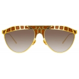 Linda Farrow - Huston Aviator Sunglasses in Yellow Gold - LFL1005C1SUN - Linda Farrow Eyewear