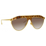 Linda Farrow - Huston Aviator Sunglasses in Yellow Gold - LFL1005C1SUN - Linda Farrow Eyewear