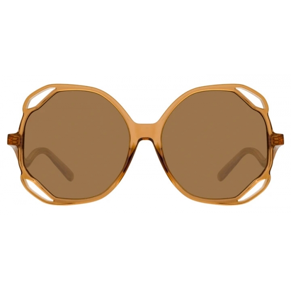 Linda Farrow - Occhiali da Sole Oversized Jerry in Tabacco - LFL1067C4SUN - Linda Farrow Eyewear