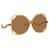 Linda Farrow - Occhiali da Sole Oversized Jerry in Tabacco - LFL1067C4SUN - Linda Farrow Eyewear