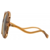 Linda Farrow - Jerry Oversized Sunglasses in Tobacco - LFL1067C4SUN - Linda Farrow Eyewear