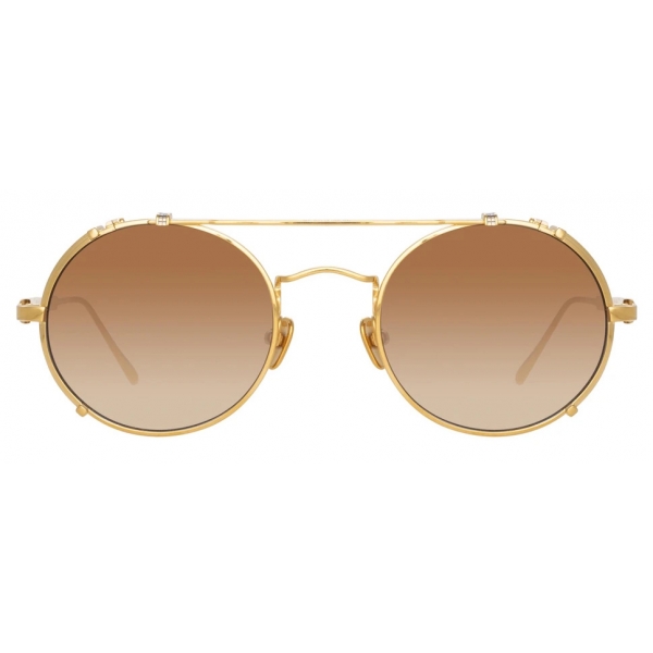 Linda Farrow - Jimi Oval Sunglasses in Yellow Gold - LFL1038C1SUN - Linda Farrow Eyewear