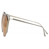 Linda Farrow - Joanna Oversized Sunglasses in White Gold and Silver - LFL996C2SUN - Linda Farrow Eyewear