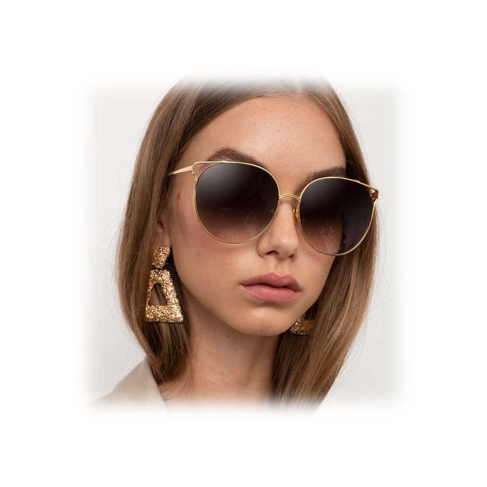 Linda Farrow Joanna Oversized Sunglasses In Yellow Gold Lfl996c3sun Linda Farrow Eyewear 