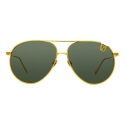 Linda Farrow - Joni Aviator Sunglasses in Yellow Gold and Green - LFL1055C1SUN - Linda Farrow Eyewear