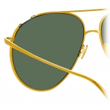 Linda Farrow - Joni Aviator Sunglasses in Yellow Gold and Green - LFL1055C1SUN - Linda Farrow Eyewear