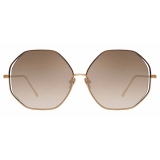 Linda Farrow - Aerial C4 Oversized Sunglasses in Rose Gold and Brown - LFL1009C4SUN - Linda Farrow Eyewear