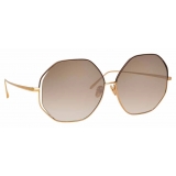 Linda Farrow - Aerial C4 Oversized Sunglasses in Rose Gold and Brown - LFL1009C4SUN - Linda Farrow Eyewear