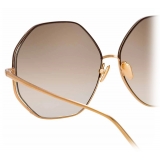 Linda Farrow - Aerial C4 Oversized Sunglasses in Rose Gold and Brown - LFL1009C4SUN - Linda Farrow Eyewear