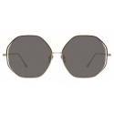 Linda Farrow - Aerial C5 Oversized Sunglasses in Light Gold and Brown - LFL1009C5SUN - Linda Farrow Eyewear