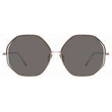 Linda Farrow - Aerial C5 Oversized Sunglasses in Light Gold and Brown - LFL1009C5SUN - Linda Farrow Eyewear