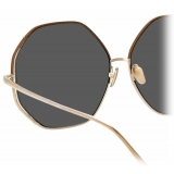 Linda Farrow - Aerial C5 Oversized Sunglasses in Light Gold and Brown - LFL1009C5SUN - Linda Farrow Eyewear