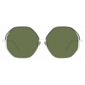Linda Farrow - Aerial C6 Oversized Sunglasses in Nickel and White - LFL1009C6SUN - Linda Farrow Eyewear