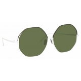Linda Farrow - Aerial C6 Oversized Sunglasses in Nickel and White - LFL1009C6SUN - Linda Farrow Eyewear