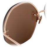 Linda Farrow - Occhiali da Sole Oversized 567 C3 in Oro Rosa - Linda Farrow Eyewear