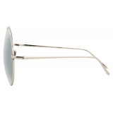 Linda Farrow - 626 C2 Round Sunglasses in White Gold - Linda Farrow Eyewear