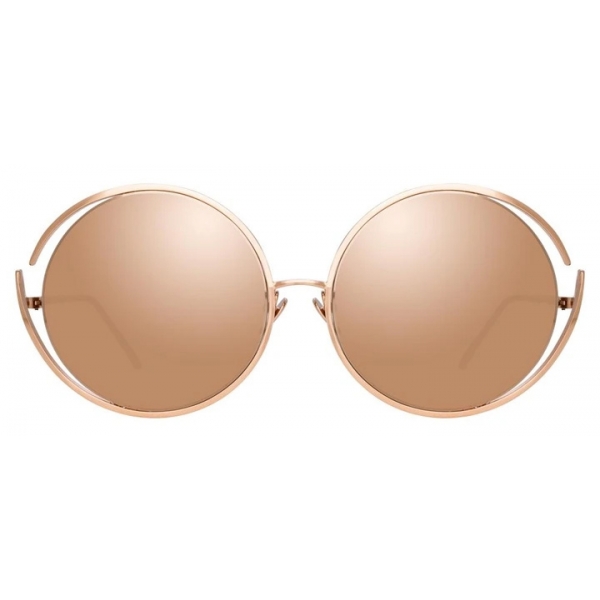 Linda Farrow - 680 C3 Round Sunglasses in Rose Gold - LFL680C3SUN - Linda Farrow Eyewear