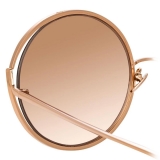 Linda Farrow - 680 C3 Round Sunglasses in Rose Gold - LFL680C3SUN - Linda Farrow Eyewear