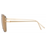 Linda Farrow - Curtis C1 Rectangular Sunglasses in Yellow Gold and Black - LFL703C1SUN - Linda Farrow Eyewear