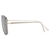 Linda Farrow - Curtis C2 Rectangular Sunglasses in White Gold and Black - LFL703C2SUN - Linda Farrow Eyewear