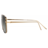 Linda Farrow - Curtis C4 Rectangular Sunglasses in Yellow Gold and Tortoiseshell - LFL703C4SUN - Linda Farrow Eyewear