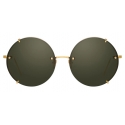 Linda Farrow - 728 C4 Round Sunglasses in Yellow Gold and Green - LFL728C4SUN - Linda Farrow Eyewear