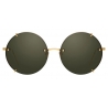 Linda Farrow - 728 C4 Round Sunglasses in Yellow Gold and Green - LFL728C4SUN - Linda Farrow Eyewear