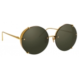 Linda Farrow - 728 C4 Round Sunglasses in Yellow Gold and Green - LFL728C4SUN - Linda Farrow Eyewear