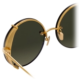 Linda Farrow - 728 C4 Round Sunglasses in Yellow Gold and Green - LFL728C4SUN - Linda Farrow Eyewear