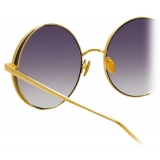 Linda Farrow - Lockhart C1 Round Sunglasses in Yellow Gold and Black - LFL758C1SUN - Linda Farrow Eyewear