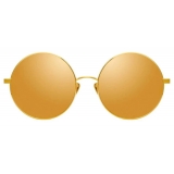 Linda Farrow - Lockhart C2 Round Sunglasses in Yellow Gold and Black - LFL758C2SUN - Linda Farrow Eyewear