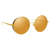 Linda Farrow - Lockhart C2 Round Sunglasses in Yellow Gold and Black - LFL758C2SUN - Linda Farrow Eyewear