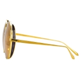 Linda Farrow - Lockhart C2 Round Sunglasses in Yellow Gold and Black - LFL758C2SUN - Linda Farrow Eyewear