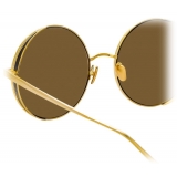 Linda Farrow - Lockhart C2 Round Sunglasses in Yellow Gold and Black - LFL758C2SUN - Linda Farrow Eyewear