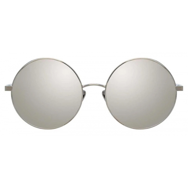 Linda Farrow - Lockhart C3 Round Sunglasses in White Gold and Black - LFL758C3SUN - Linda Farrow Eyewear