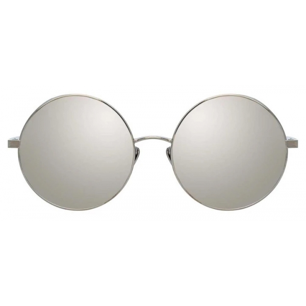 Linda Farrow - Occhiali da Sole Rotondi Lockhart C3 in Oro Bianco e Nero - LFL758C3SUN - Linda Farrow Eyewear