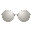 Linda Farrow - Occhiali da Sole Rotondi Lockhart C3 in Oro Bianco e Nero - LFL758C3SUN - Linda Farrow Eyewear