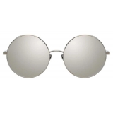 Linda Farrow - Lockhart C3 Round Sunglasses in White Gold and Black - LFL758C3SUN - Linda Farrow Eyewear