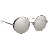 Linda Farrow - Lockhart C3 Round Sunglasses in White Gold and Black - LFL758C3SUN - Linda Farrow Eyewear