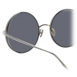 Linda Farrow - Lockhart C3 Round Sunglasses in White Gold and Black - LFL758C3SUN - Linda Farrow Eyewear