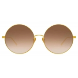 Linda Farrow - Lockhart C4 Round Sunglasses in Yellow Gold and Tobacco - LFL758C4SUN - Linda Farrow Eyewear