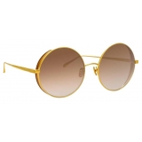 Linda Farrow - Lockhart C4 Round Sunglasses in Yellow Gold and Tobacco - LFL758C4SUN - Linda Farrow Eyewear